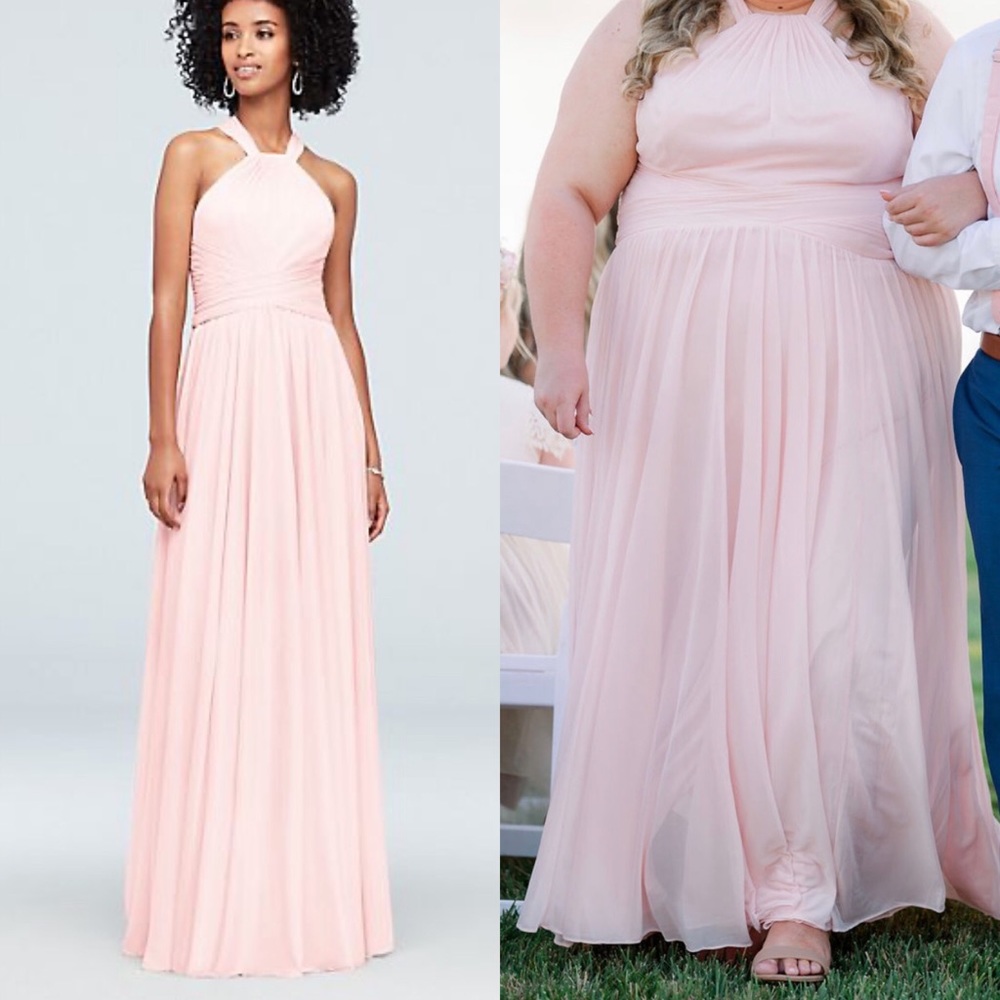 David’s Bridal High-Neck Mesh Crisscross Petal 26